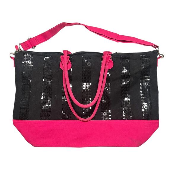 Victoria's Secret Black and Pink Sequin Tote Bag - Picture 2 of 2